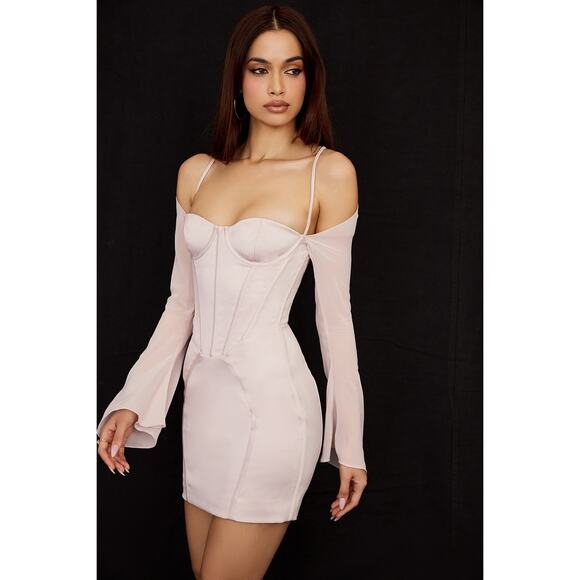 House of CB Isra Crystal Satin Corset Mini Dress Size XS Extra Small Plus Cup - Picture 3 of 10